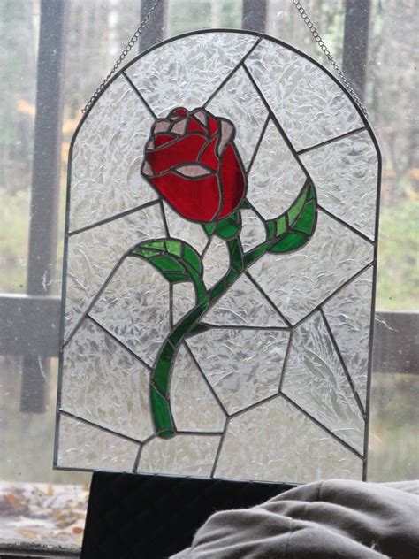 Beauty And The Beast Rose Stained Glass Etsy