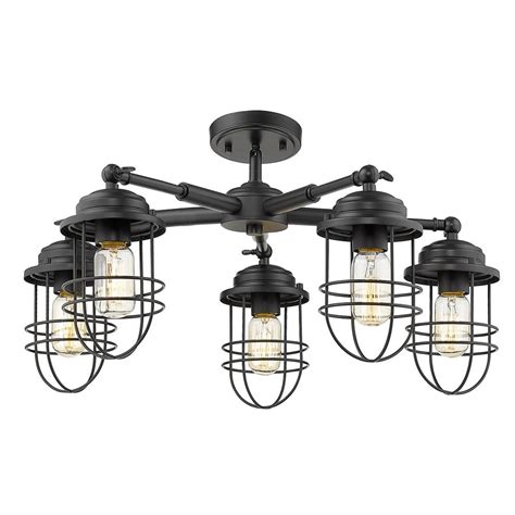 Tribeca flush mount, black, black accentsby golden lighting. Golden Lighting Seaport 5-Light Black Semi-Flush Mount ...