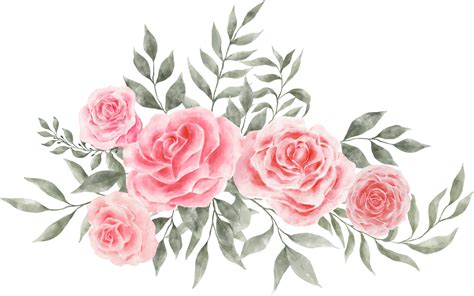 Pink Rose Flower Bouquet Arrangement Watercolor 9369351 Png