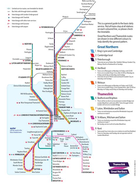 Great Northern And Thameslink Route Map Pdf Passenger Rail