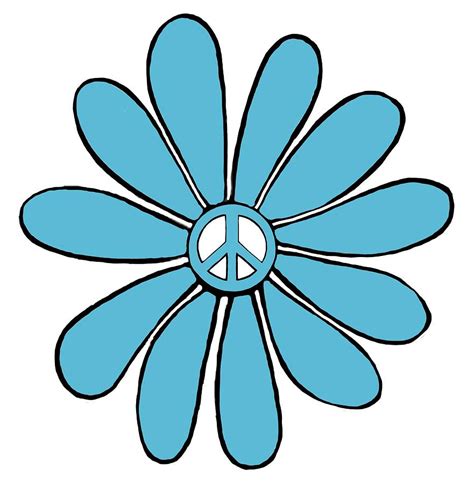Hippie Flower Power Peace Sign In Aqua Digital Art By Swigalicious Art