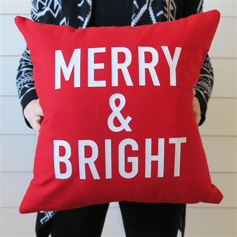Merry And Bright Pillow Red Christmas Pillow Holiday Pillow