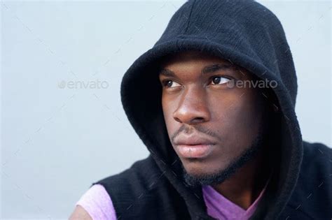 Trendy Young African American Man With Hooded Sweatshirt African