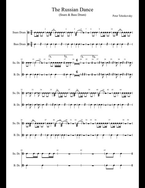 The Russian Dance(Snare & Bass Drum) sheet music download free in PDF
