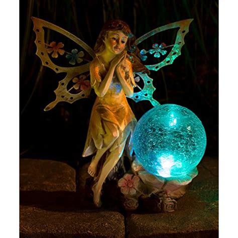 Fairy Solar Garden Light With Color Changing Led Crackled Glass Globe