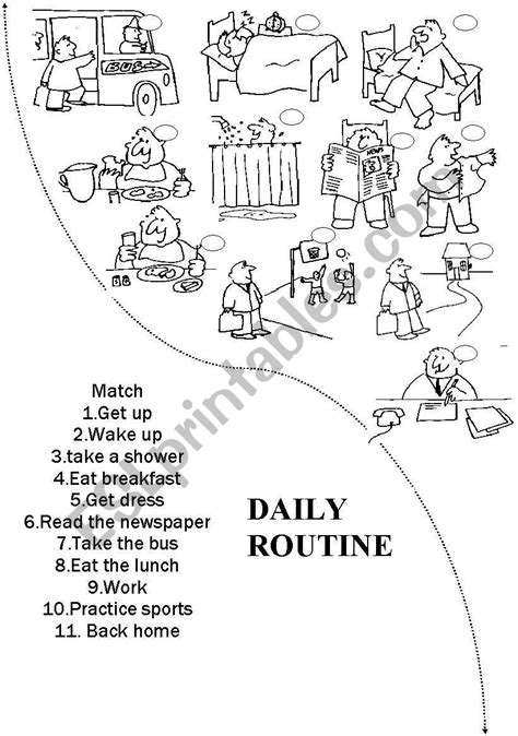Daily Routine Match Esl Worksheet By Ilona
