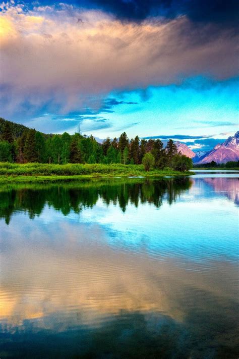 Download Wallpaper 800x1200 Lake Mountains Clouds Sky Brightly