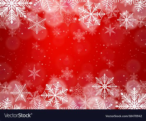 Red Christmas Snowflakes Background With Light Vector Image