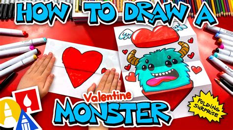 How To Draw A Valentines Monster Folding Surprise