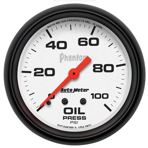 Autometer 2 58in 0 100 Psi Phantom Mechanical Oil Pressure Gauge