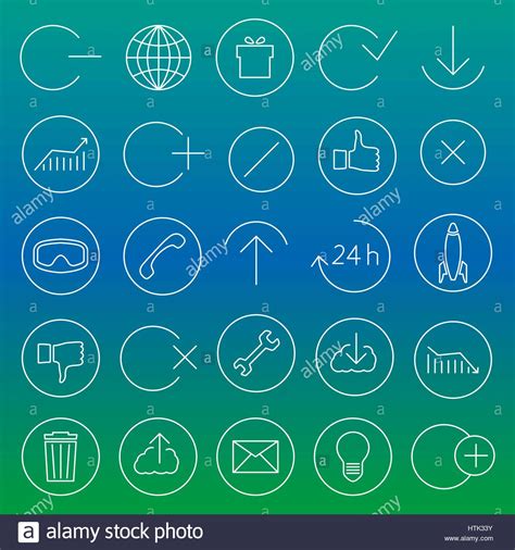 A Set Of Universal Icons For The Web Of Thin Lines Vector Illustration