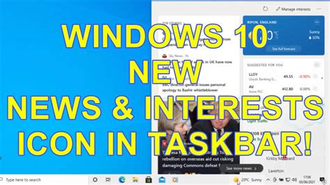 Windows 10 New News And Interests Weather Icon In Taskbar Also