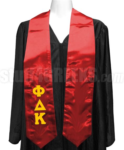 Phi Delta Kappa Satin Graduation Stole With Greek Letters Red