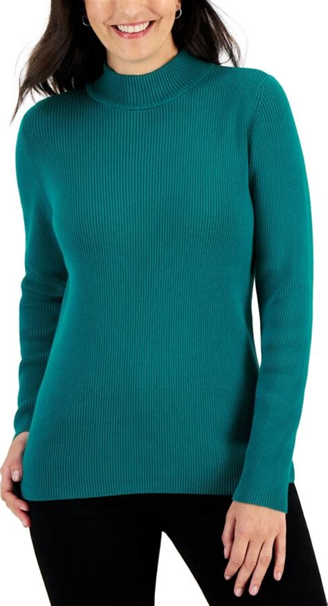 Karen Scott Womens Mock Neck Sweater Created For Macys Shopstyle
