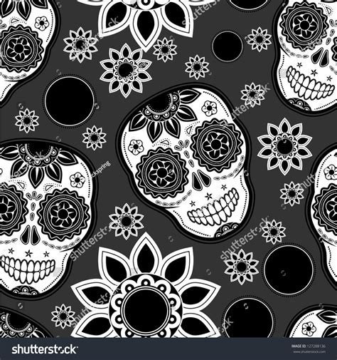 Sugar Skull Seamless Pattern Stock Vector Illustration 127288136