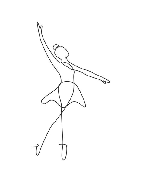 Download Single Continuous Line Drawing Ballerina In Ballet Motion