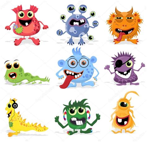 Set Of Cute Cartoon Monsters Stock Vector Image By ©gordanas 70090923