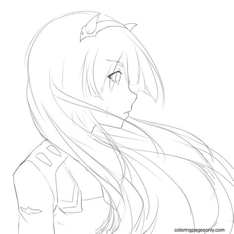 Zero Two Drawing Anime Coloring Page Free Printable Coloring Pages