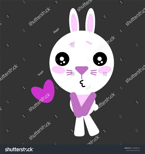 Rabbit Kissing Cute Cartoon Character Gray Stock Vector (Royalty Free