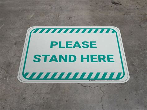 Please Stand Here Green Floor Sign