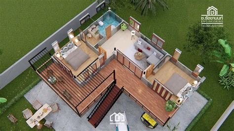 Raised Platform L Shaped House With Two Bedrooms And Spacious Veranda