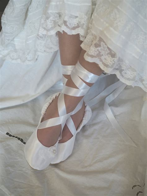 White Satin Ballet Bridal Shoes White Ballerina Bridal Etsy Australia