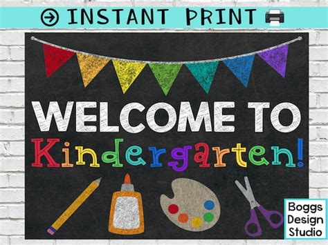 Welcome To Kindergarten Sign Back To School Sign Classroom Etsy