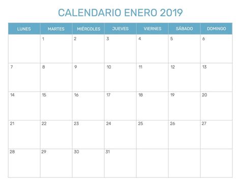 Calendario Enero 2019 Calendar Printables Calendar Template Calendar