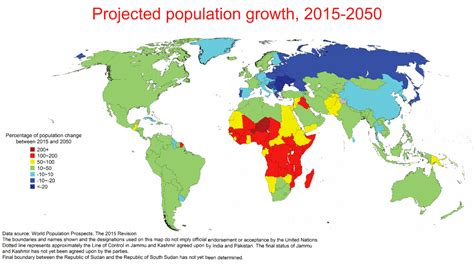 Projected Population Growth 2015 2050 Maps On The Web Social Data World Population