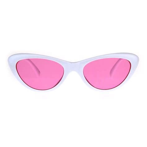 womens pop color lens goth narrow cat eye plastic sunglasses white pink you can find out