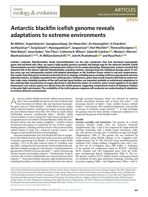 Antarctic Blackfin Icefish Genome Reveals Adaptations To Extreme