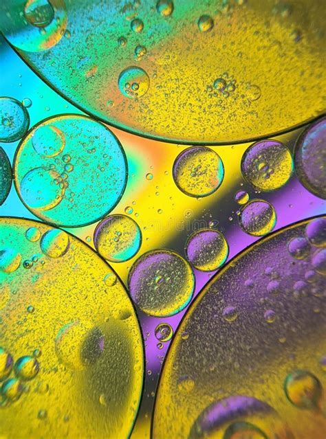 Colorful Bubbles Abstract Background Oil Bubbles In Transparent Liquid