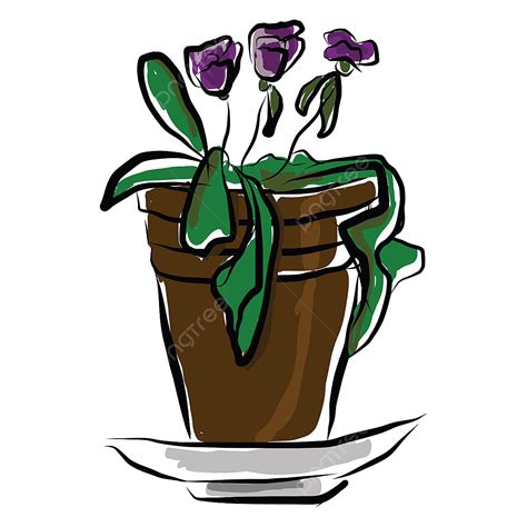 Gambar Vektor Pot Bunga Atau Ilustrasi Warna Taman Botani