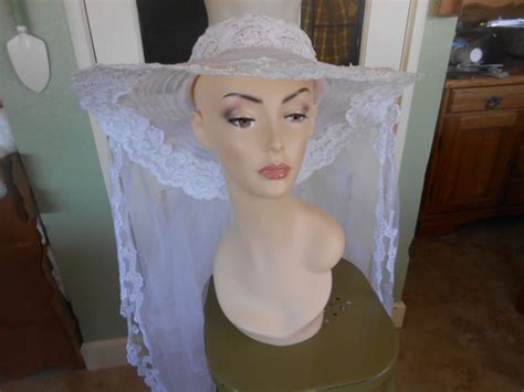 Aa27 Truly Stunning Vintage 1980s Wedding Bridal Hat Lace Applique