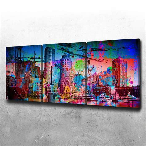 Abstract Boston Skyline Canvas Set Legendary Wall Art