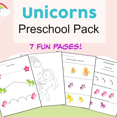 Free Unicorn Printables Preschool Activity Packet Fun And Colorful
