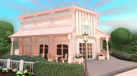 Building A Pink Cafe In Bloxburg Youtube