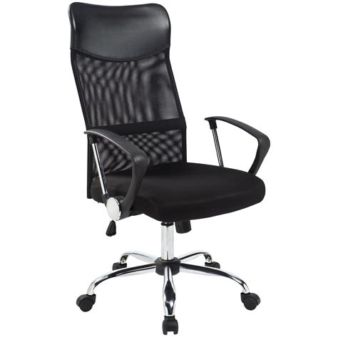Black high back fabric office chair with adjustable headrest for lumbar support. Aster High Back Mesh Office Chair - Black | Operator ...