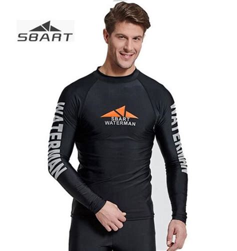 Sbart Rashguard Men Top Lycra Long Sleeve Surf Swim Shirt Uv Protection Water Sports Rash Guard