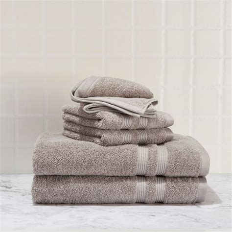 Mainstays Performance Solid 6 Piece Bath Towel Set Grey Flannel