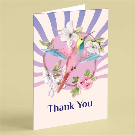 Colourful Bird And Flowers Thank You Card Beebooh Cards Etsy