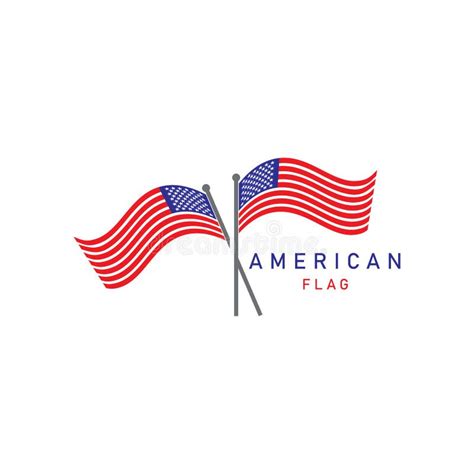 American Flag Logo Design Elements Vector Icons Stock Vector