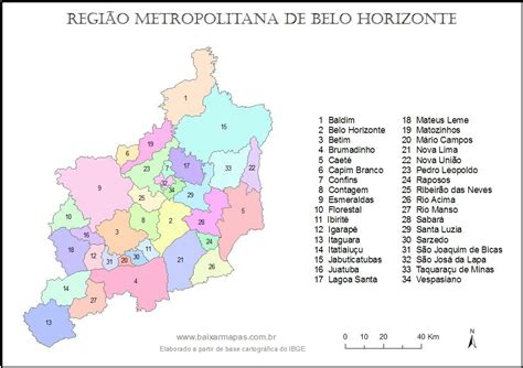 Mapa Da Região Metropolitana De Belo Horizonte Rmbh Baixar Mapas
