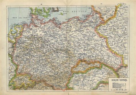 Central Europe Vintage Map 1942 Germany Slovakia Hungary