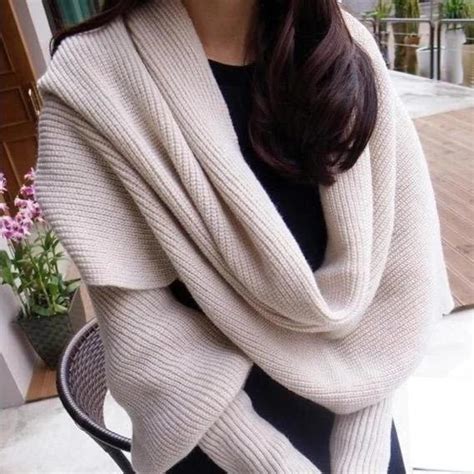 Trendy Knitted Sweater Scarf With Sleeves Odell S House