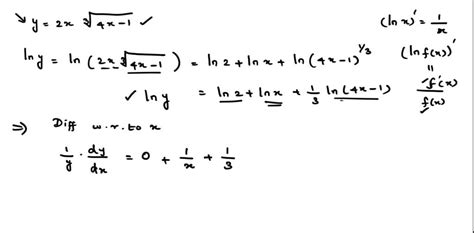 Solved Use Logarithmic Differentiation To Find Dydx When Y22x2x