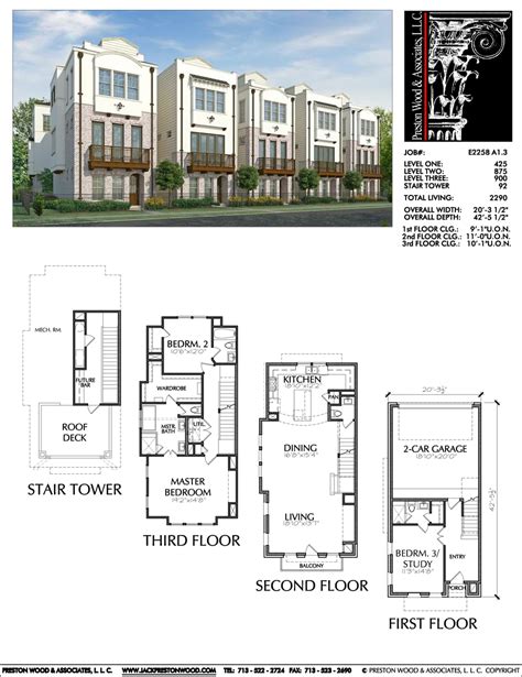 3 12 Story Townhouse Plan E2258 A13 Town House Floor Plan