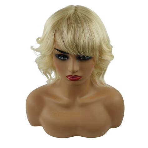 Hot Loyered Loose Wave Human Hairstyle Capless Women Wig 12 Inches