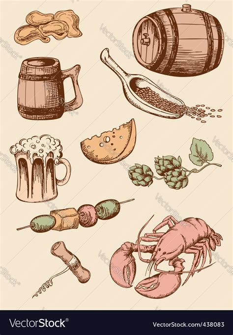 set of vintage beer icons royalty free vector image