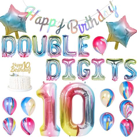 Buy Jollyboom Rainbow Th Birthday Decorations For Girls Double Digits